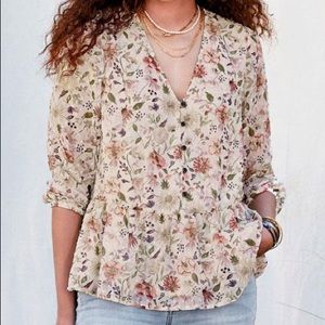 Matilda Jane Good Heart Zilker Blouse in Watercolor Floral Prplum Sizes XS & M